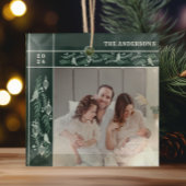 Evergreen Garland Lijst Moderne Foto Kerst Glas Ornament