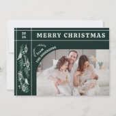 Evergreen Garland Modern One Foto van Kerstmis Feestdagenkaart (Voorkant)