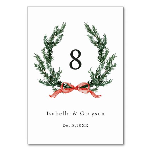 Evergreen Garland Wreath Wedding Kaart (Achterkant)