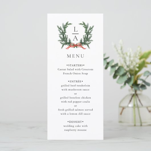 Evergreen Garland Wreath Wedding Menu (Staand voorkant)