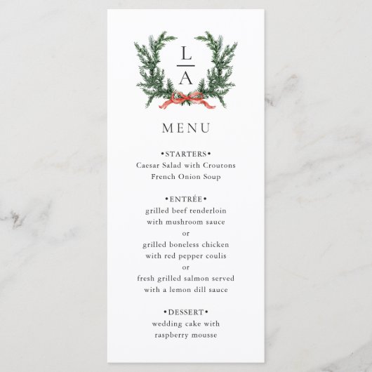 Evergreen Garland Wreath Wedding Menu (Voorkant)