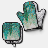 Evergreen Glow – Christmas Ovenwant & Pannenlap Set (Voorkant / Achterkant)