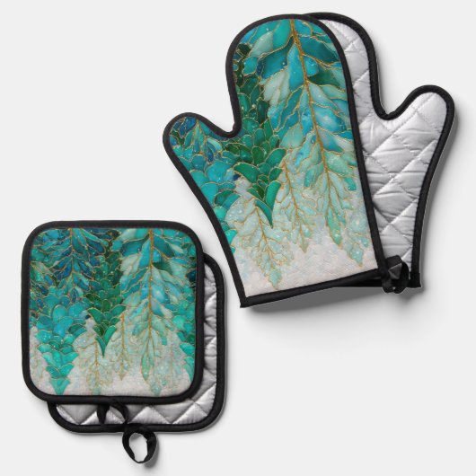 Evergreen Glow – Christmas Ovenwant & Pannenlap Set (Voorkant / Achterkant)