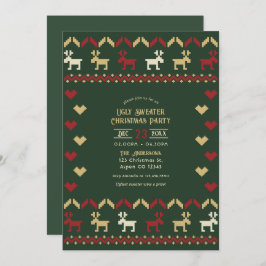 Evergreen Glow Ugly Sweater Christmas Party Kaart