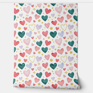 Evergreen Hearts & Rose Blush Behang