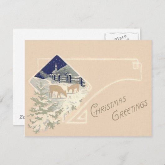 Evergreen Hertenkerk Sneeuw Briefkaart (Voorkant / Achterkant)