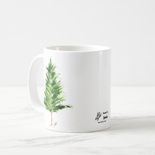 Evergreen Holiday Coffee Mok Wit (Voorkant links)