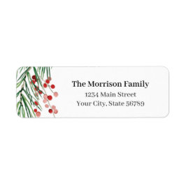 Evergreen & Hollyberry Holiday Adres Etiket