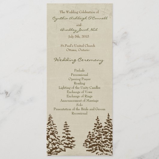  Evergreen huwelijksprogramma Programmakaart (Voorkant)