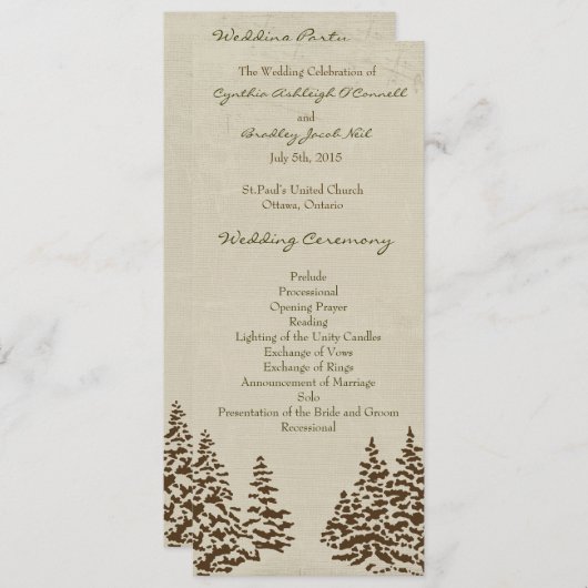  Evergreen huwelijksprogramma Programmakaart (Voorkant / Achterkant)