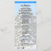 Evergreen in de winter bruiloft programma programmakaart (Achterkant)