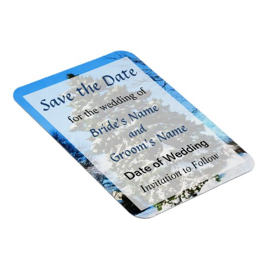 Evergreen in Winter Save the Date Magneet (Rechterzijde)