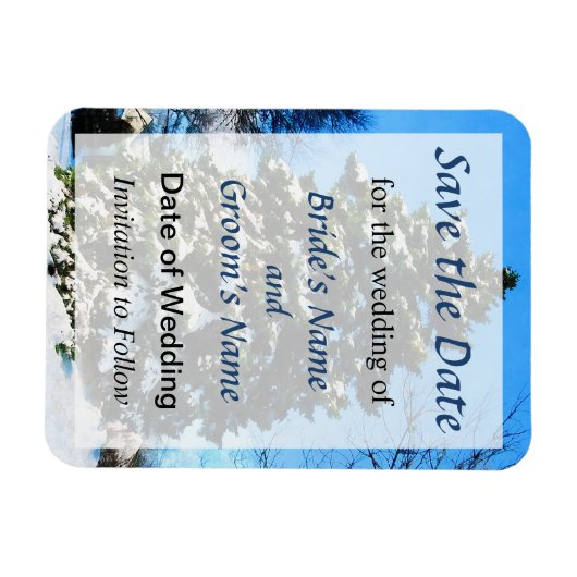 Evergreen in Winter Save the Date Magneet (Horizontaal)