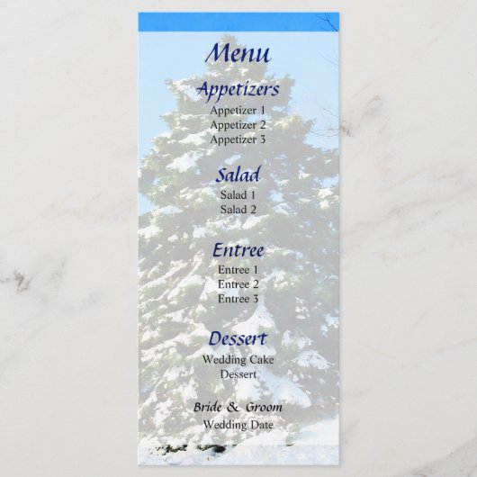 Evergreen in Winter Wedding Menu (Voorkant)