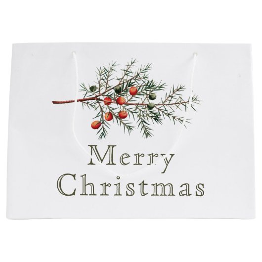 Evergreen Juniper Branch Vakantie Groot Cadeauzakje (Voorkant)
