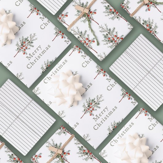 Evergreen Juniper Branch Vakantie Inpakpapier Vel