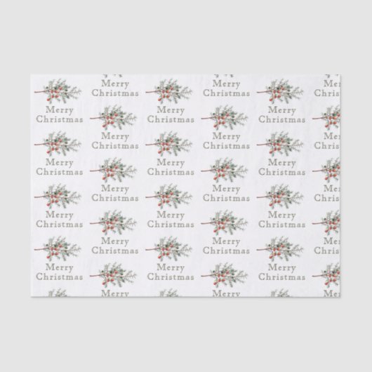  Evergreen Juniper Branch Vakantie Tissuepapier (Voorkant)