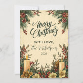 Evergreen kaarslicht Kerstmis Feestdagenkaart (Voorkant)