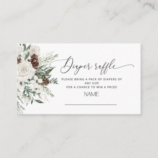 Evergreen Kerst dennenappel luier loterij ticket Informatiekaartje (Voorkant)