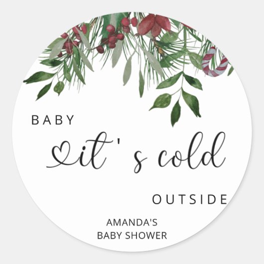 Evergreen kerstBaby shower Ronde Sticker (Voorkant)