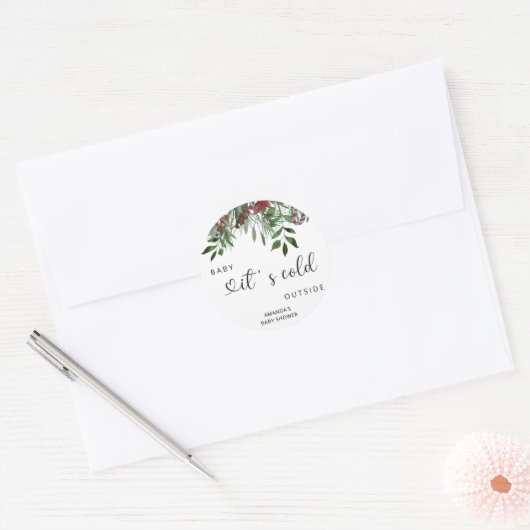 Evergreen kerstBaby shower Ronde Sticker (Envelop)