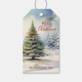 Evergreen kerstboom cadeaulabel