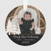 Evergreen kerstboom eerste kerstfoto ornament (voorkant)