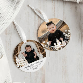 Evergreen kerstboom eerste kerstfoto ornament