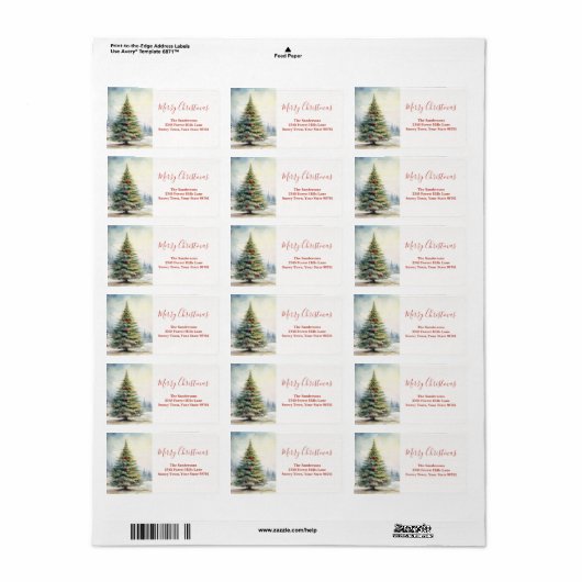 Evergreen kerstboom etiket (Full Sheet)