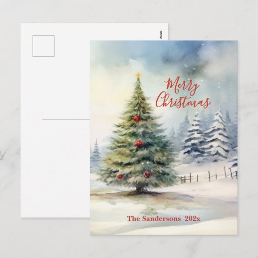 Evergreen kerstboom  feestdagenkaart (Voorkant / Achterkant)