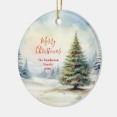 Evergreen kerstboom  keramisch ornament (Links)