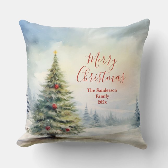 Evergreen kerstboom  kussen (Voorkant)