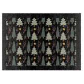 Evergreen kerstboom Pattern Cozy Winter Black Snijplank (Voorkant)