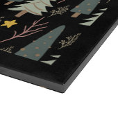 Evergreen kerstboom Pattern Cozy Winter Black Snijplank (Hoek)