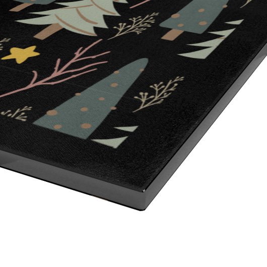Evergreen kerstboom Pattern Cozy Winter Black Snijplank (Hoek)