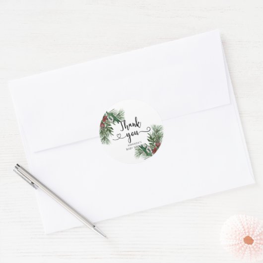 Evergreen Kerstdank Ronde Sticker (Envelop)