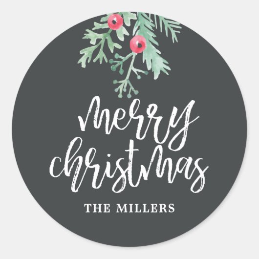 Evergreen Kerstfeestay - Aangepaste tickers Ronde Sticker (Voorkant)