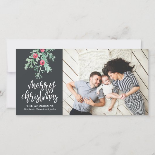 Evergreen Kerstfeestay Foto: laat Feestdagenkaart (Voorkant)