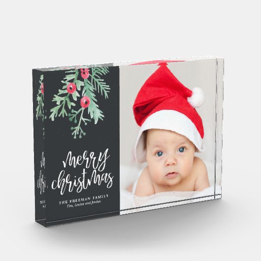 Evergreen kerstfeestay Photo Block in Slate Fotoblokken (Links)