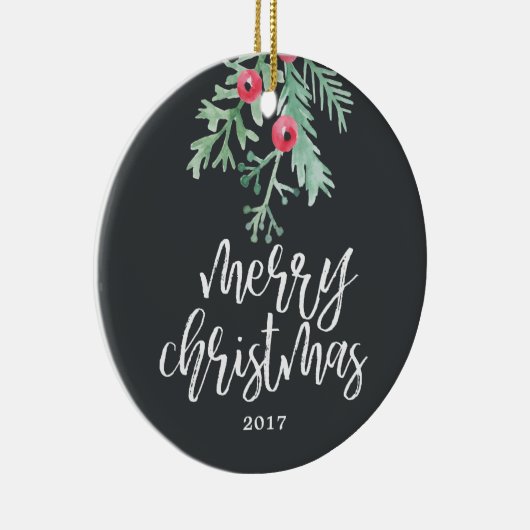 Evergreen Kerstfeestdag Foto Ornament Slate (Rechts)