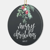 Evergreen Kerstfeestdag Foto Ornament Slate (Links)