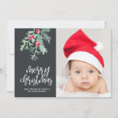 Evergreen kerstfeestdag fotokaart in Slate Feestdagenkaart (Voorkant)