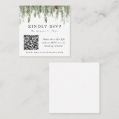 EVERGREEN Kerstfeestdag QR-code winters RSVP Vierkante Visitekaartje (Voorkant / Achterkant)