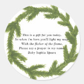 Evergreen kerstkrans - Prayer Candle Label (Voorkant)