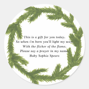 Evergreen kerstkrans - Prayer Candle Label