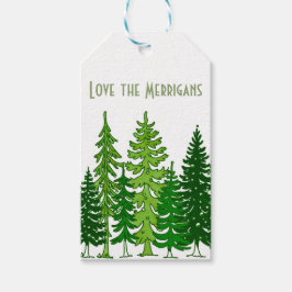 Evergreen Kerstmis Cadeaulabel