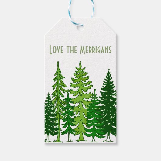 Evergreen Kerstmis Cadeaulabel (Voorkant)