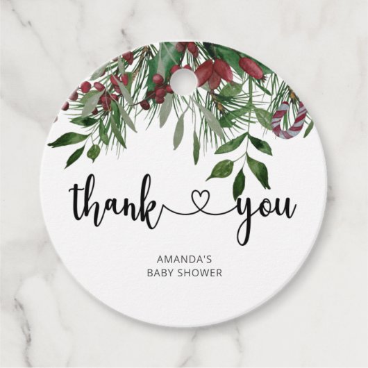 Evergreen Kerstmis Dank je Bedankjes Labels (Voorkant)