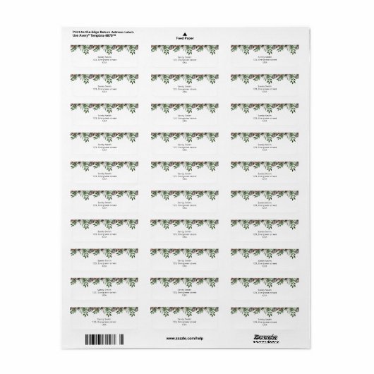 Evergreen Kerstmis Etiket (Full Sheet)