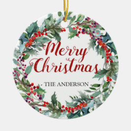 Evergreen Kerstmis met foto-versiering Keramisch Ornament